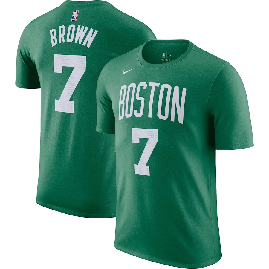 Men NBA Boston Celtics #7 Brown green T shirt->nba t-shirts->Sports Accessory